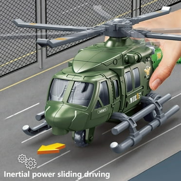Edgergery Simulation Military Helicopter Toy with Lights and Sound Sirens,Friction Powered Boys Army Toys,Rescue Vehicles Toys for Kids Aged 3 and Up,Toddler Kids Boys Gifts