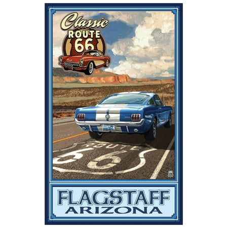 Flagstaff Flower Shops Flagstaff, Arizona Route 66 Mustang Travel Art Print Poster by Paul A. Lanquist (12