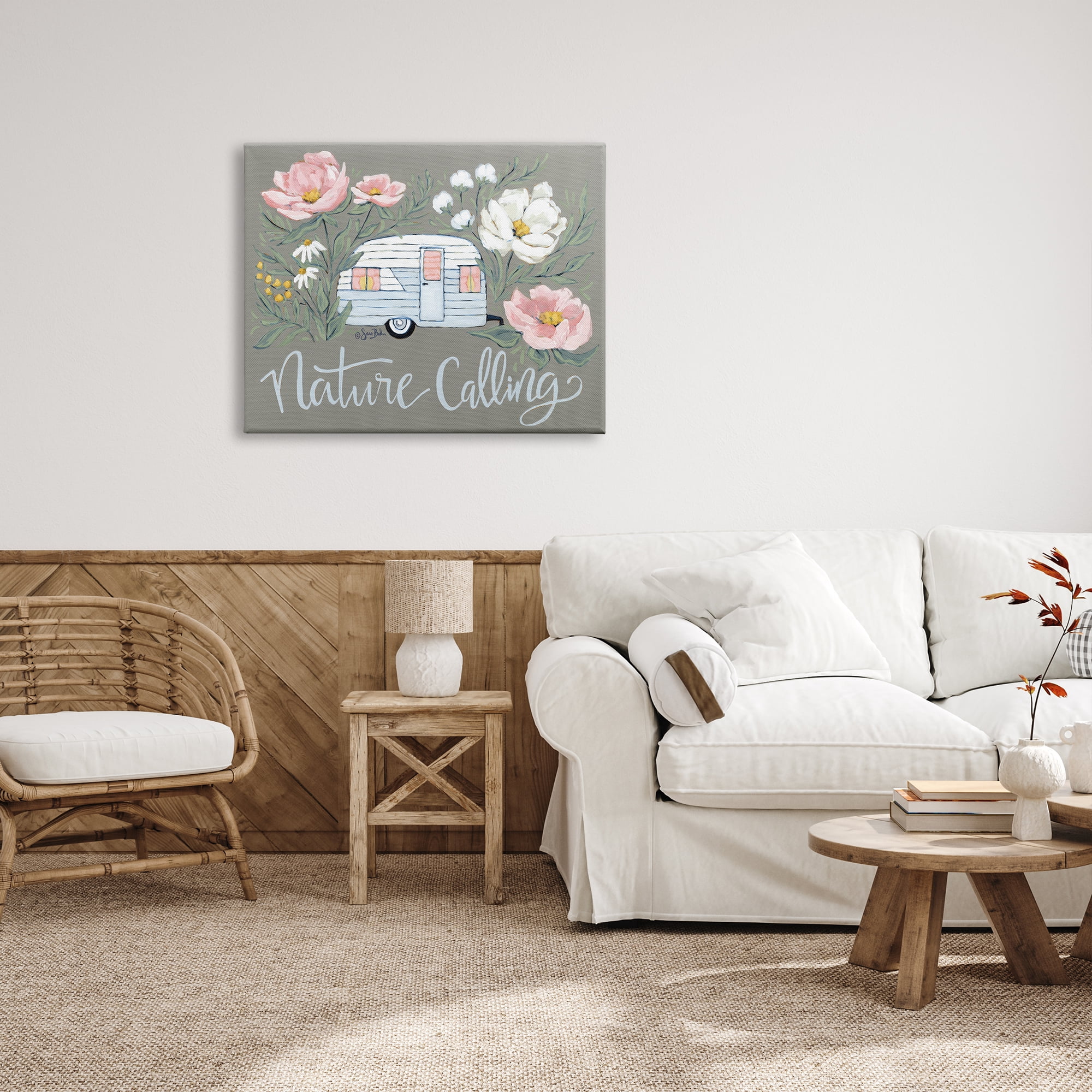 Stupell Industries Nature Calling Floral Camper Botanical & Floral Painting Gallery Wrapped Canvas Print Wall Art, 40 x 30