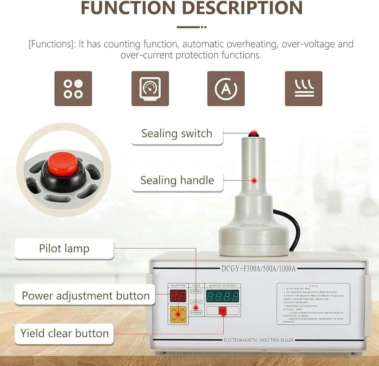 GXCZ Vacuum SealerHandheld electromagnetic Induction Sealer, Manual electromagnetic Induction Bottle Cap Sealer, Portable can Heat Sealer, 20-100mm for Plastic Bottles, Glass Bottles