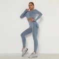 thumbnail image 2 of Conjunto de 2 piezas para mujer, ropa de gimnasio, Sujetador deportivo de Yoga sin costuras, Top corto, mallas de cintura alta, ropa deportiva para Fitness, trajes de entrenamiento para mujer, 2 of 5