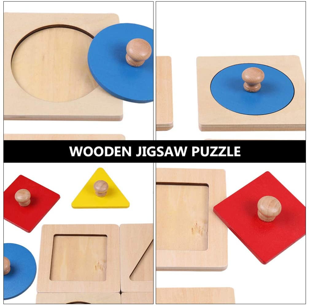 Handmade shape puzzle Unfinished Six Piece Wooden Shape Puzzle Wooden Toy Montessori Toy Educational Toy 