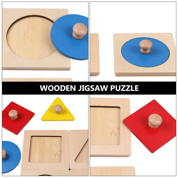 Montessori Multiple Shape Puzzle - Wood Knob Peg Board for Geometric Shape  Learning (4 Pcs)