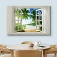 thumbnail image 3 of wall26 Glimpse into Beautiful Tropical Beach with Palm Trees Out of Open Window - Canvas Art Wall Art - 24" x 36", 3 of 5