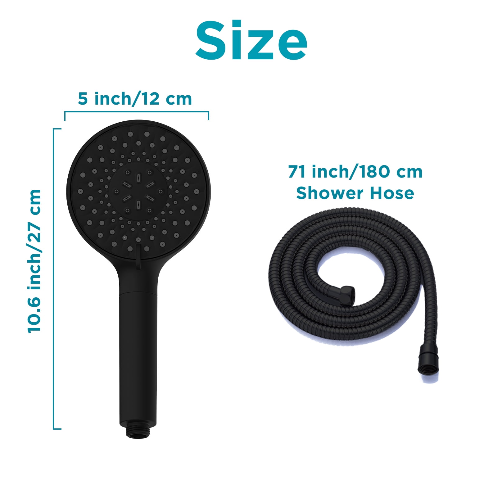 VXV Filtered Shower Head, 9 Modes High Pressure Shower Head with Handheld, with 71" Shower Hose & Adjustable Bracket Filter Shower Head, Remove Chlorine & Hard Water, Matte Black