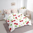 thumbnail image 4 of Homewish Cartoon Cherry 7-Piece Bedding Comforter Set,Sweet Cherries King Bedding Sets,Red White Green Bed Sheets For Girl,Microfiber Bedroom Decor Reversible, 4 of 9