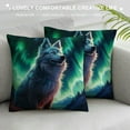 thumbnail image 3 of COMIO  Wolf Animal Green Aurora Borealis Plush Pillow Cases Queen Size Pillow Cover Soft &amp; Warm Zippered Bed Pillowcase,, 3 of 5