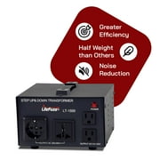 LiteFuze LT-1500 1500 Watt Voltage Converter Transformer - Step Up/Down - 110V/220V - Circuit Breaker Protection