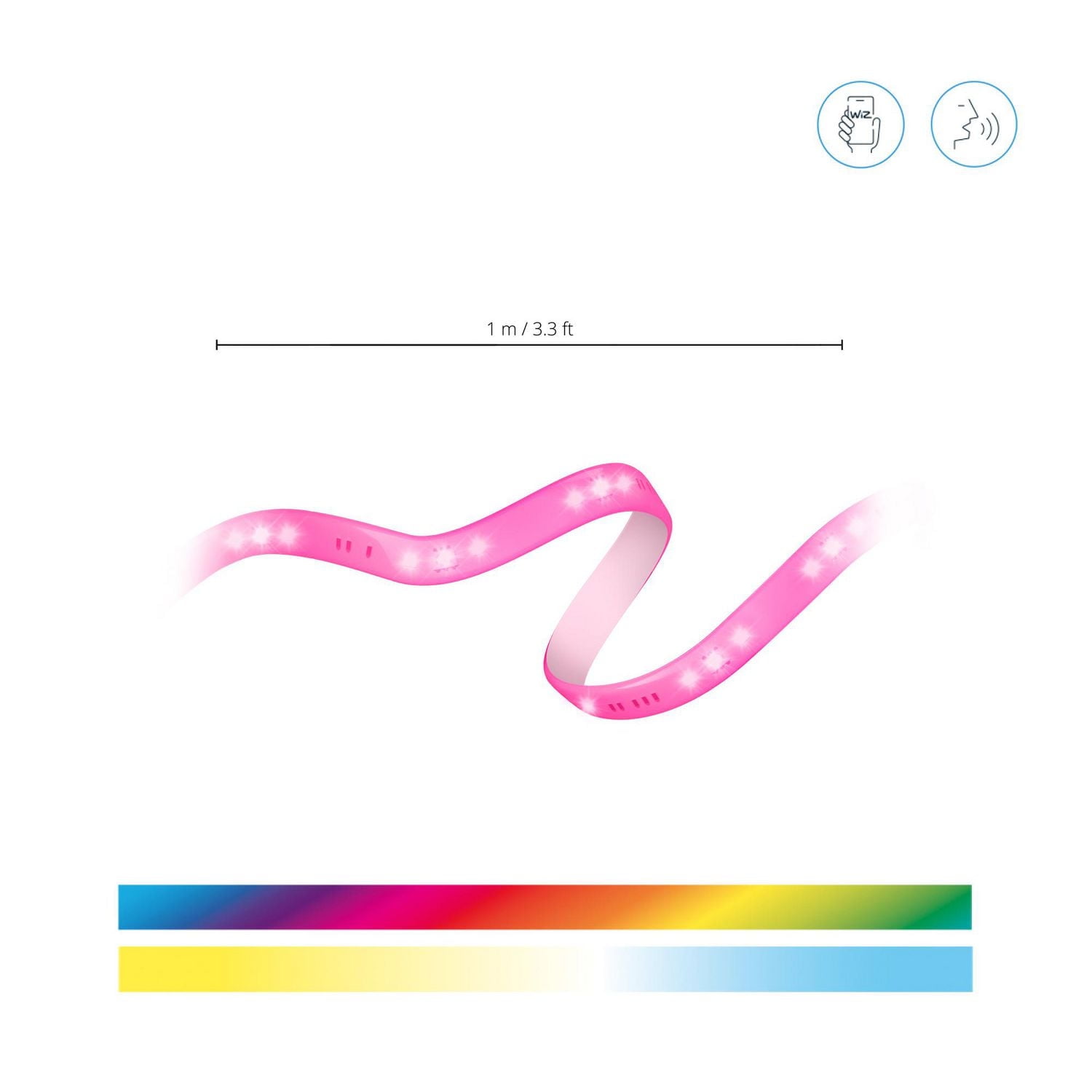 WiZ Kit de rallonge de 1 m pour bandeau lumineux à LED Smart Color et Tunable White (2200-6500K)