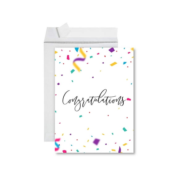Koyal Wholesale Funny Congratulations Jumbo Card With Envelope, Confetti Design, Engagement, Pregnancy, Graduation, 1-Pk