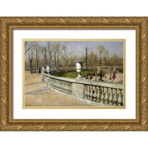 Thaulow, Fritz 14x11 Gold Ornate Wood Framed with Double Matting Museum Art Print Titled - Jardin Du Luxembourg