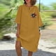 thumbnail image 2 of Vestido de Verano para Mujeres Color Sólido Imitación de Lino Cuello Redondo, Manga Corta Estilo Casual para el Uso Diario, Fiesta Y Primavera, 2 of 4