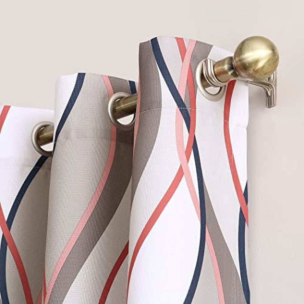 No. 918 Fantasia Ogee Print Semi-Sheer Grommet Curtain Panel, 48"x84", Nickel
