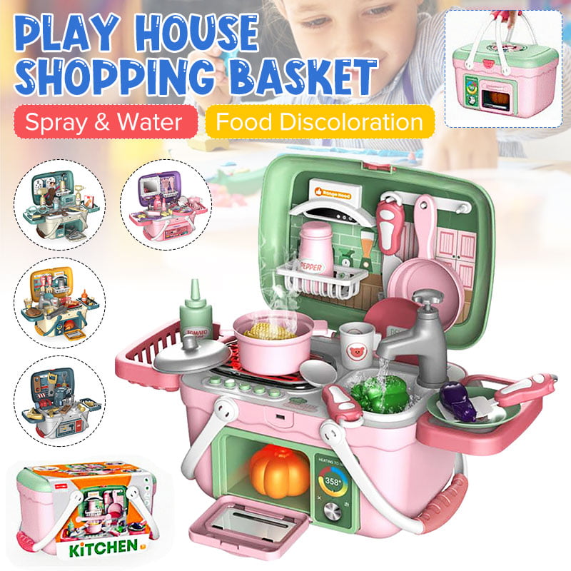 Kitchen Playset For Girls Pretend Play Toy Cooking Set Toddler Kids 30 Piece 