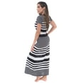 thumbnail image 2 of Just Love Womens Stripe Maxi Dress Knit Jersey T-Shirt Dress for Women (Black Verigated Stripe, 3X), 2 of 3