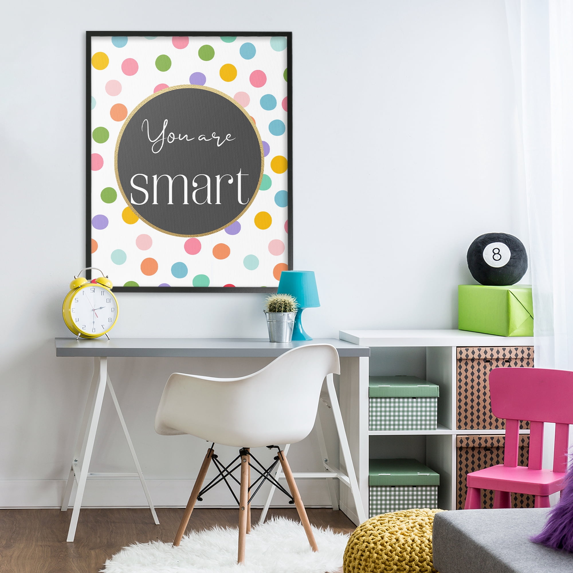 Stupell Industries You Are Smart Polka Dots Black Framed Giclee Art, design by Christine Simpson Art