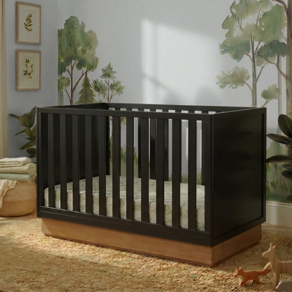 Little Seeds Dawn 4-in-1 Convertible Crib, Black/Acorn