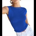thumbnail image 2 of Camiseta Ajustada Sin Espalda para Mujer, de Corta, Cuello Redondo, Informal, de Verano, Estilo Y2K Azul XS, 2 of 7