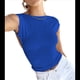 thumbnail image 2 of Camiseta Ajustada Sin Espalda para Mujer, de Corta, Cuello Redondo, Informal, de Verano, Estilo Y2K Azul M, 2 of 7