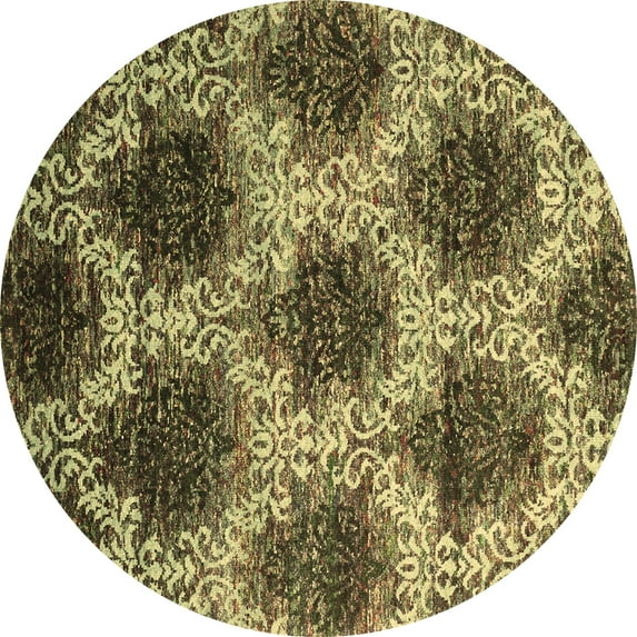 Ahgly Company Indoor Round Abstract Brown Contemporary Area Rugs, 3' Round