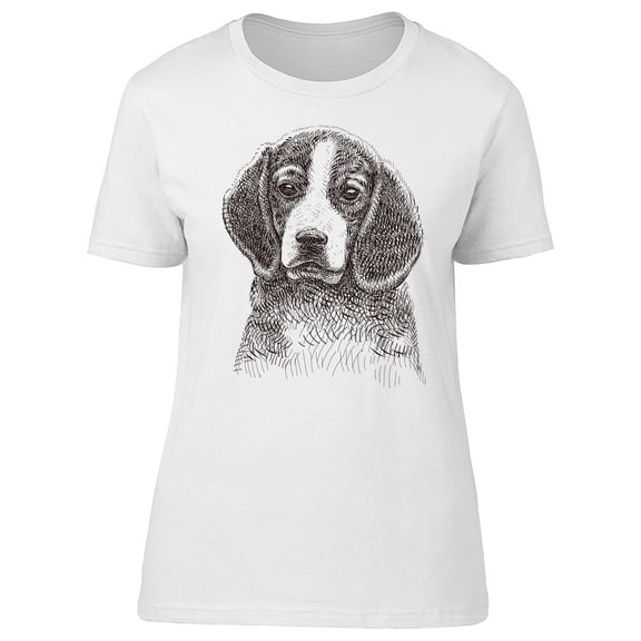Beagle Dog Line Art T-Shirt Women -Image by Shutterstock, Female Small