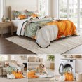 thumbnail image 5 of 3 Pieces King Quilt Set,Thanksgiving Pumpkin Fall Orange Maple Leaf Soft Bedding Sets with 1 Quilt & 2 Pillow Shams,Wood Grain Summer Bedspread Lightweight Coverlet Comforter for All Season, 5 of 8