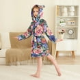thumbnail image 2 of FORMRS Niños Bathrobe Unisex Hooded Robe Soft Plush Pajamas Sleepwear, Size 7-9T, Vibrant Pink Floral Pattern, 2 of 7