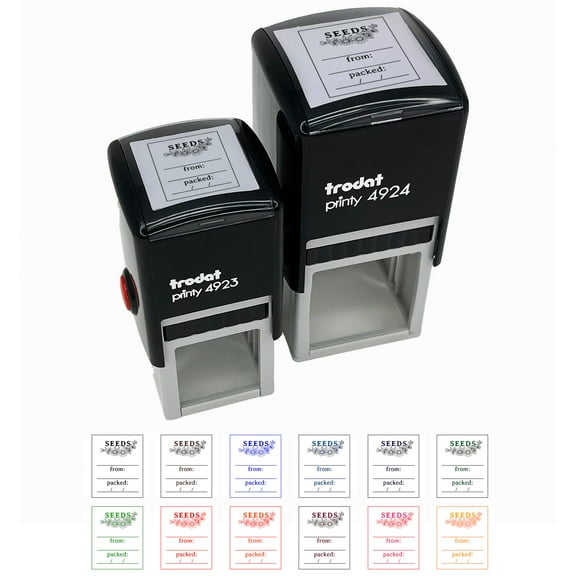 Decorative Seed Packet for Flowers Vegetables Fruit Fill-in Self-Inking Rubber Stamp Ink Stamper - Black Ink - Small 1 Inch