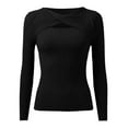 thumbnail image 5 of UJNDER Casual Long Sleeve Sweater for Women Round Neck Basic Tops with Shawl for Fashion Fall Outfits Black XL, 5 of 6