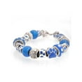 thumbnail image 3 of Delight Jewelry Acrylic 3/4" Teal Cheer Megaphone Blue Paw Print Bead Bracelet, 7"+2", 3 of 4