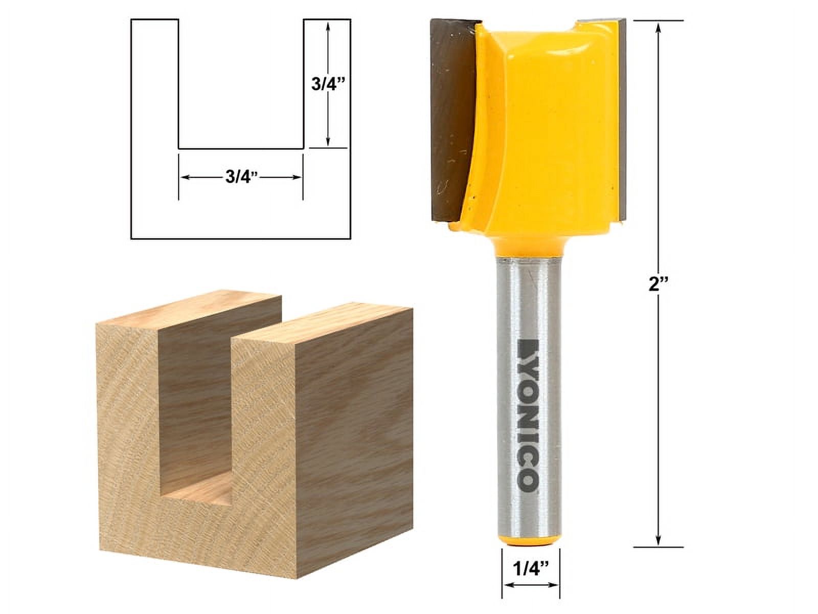 Yonico 14013 11/16" Diameter X 1-1/4" Height Straight Router Bit, 1/2" Shank, Carbide, Woodworking Cutting Tool