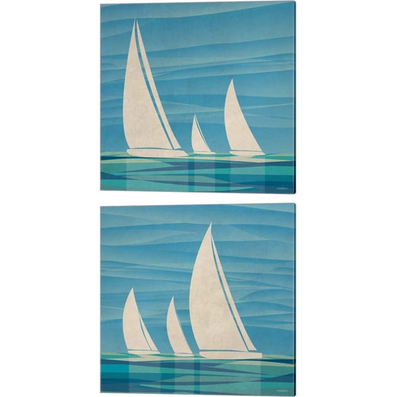 Great Art Now Water Journey by Dan Meneely 2 Piece Canvas Art Set Each 14"W x 14"H