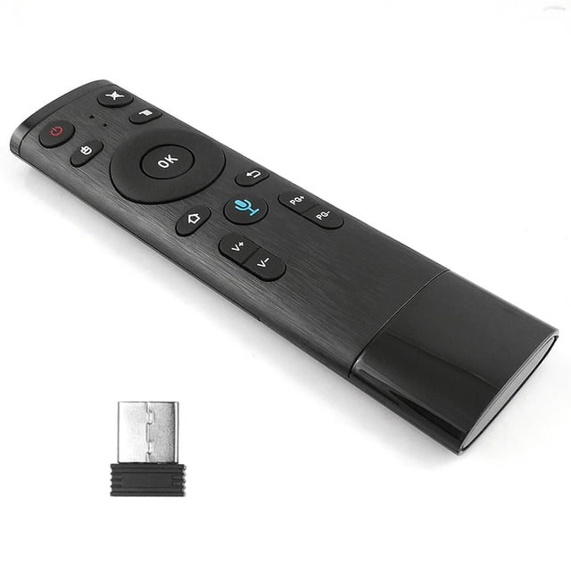 Black 2.4G Wireless Universal Remote Control with Voice Input Function - Compatible with Smart TV, Android TV Box, PC, Projector and Laptop - Plug & Play, 16 Keys, 10m Control Distance, Plastic