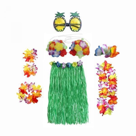 Falda hawaiana,Conjuntos de disfraces de baile divertidos para hombres y mujeres,Traje de cosplay para de playa de Halloween,ropa de baile,Vestido de fiesta hawaiano elástico y