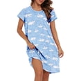 thumbnail image 3 of American Trends Womens Cotton Nightgowns Cartoon Printed Night Shirt for Sleeping Casual Pajamas Long Sleep Dress Cute Sleepwear Blue Moon Small, 3 of 7