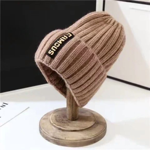 Chapeau en Laine à Lettres Simples pour Hommes et Femmes, Chapeau Tricoté à la Mode et Polyvalent, Étiquette Longue, Cyclisme Chaud, Coupe-Vent et Oreilles p Kaki Taille Unique