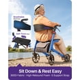 thumbnail image 5 of KEKOY Heavy-Duty Rollator Walker with Seat for Seniors, Walkers for Seniors with Seat, 500 lbs, Extra-Wide 19.5" Padded, K-Frame Reinforced, 10" TPR All-Terrain Wheels, Hidden Brake Cables, Blue, 5 of 10
