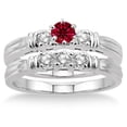 thumbnail image 2 of 1.25 Carat Ruby & Diamond Three Stone Bridal Set on 10k White Gold, 2 of 2