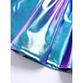 thumbnail image 5 of YONGHS Kids Girls Metallic Skirt Shiny Flared Pleated Skater Miniskirts Dancewear Blue 11-12, 5 of 7
