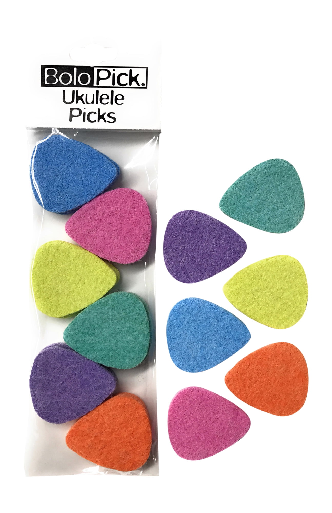 BoloPick Felt Ukulele Picks Economy 12 Pack, Multi Fiesta