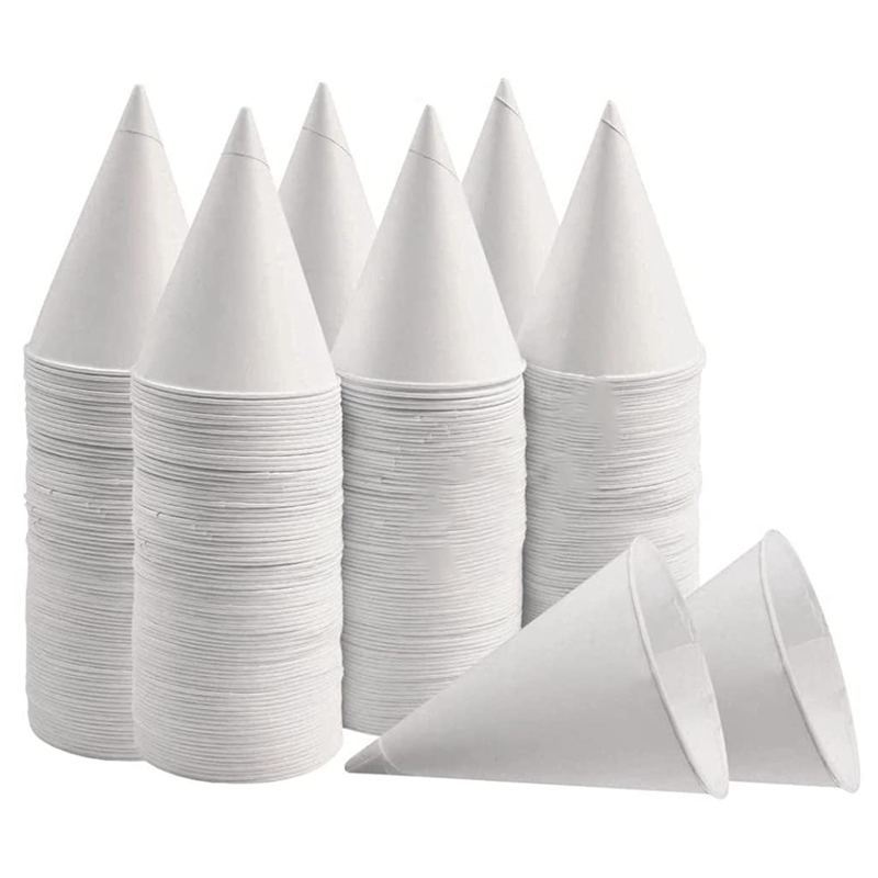 White Paper Cone Cups, Snow Cone Cups,Coated Leakproof Cone Paper Cups