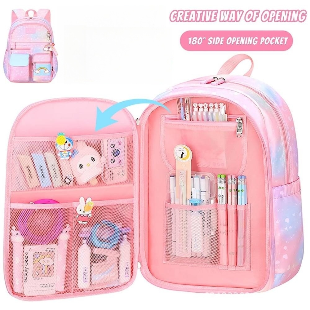 Mochila escolar para niñas, rosa, bolsa de hombro para niños 7