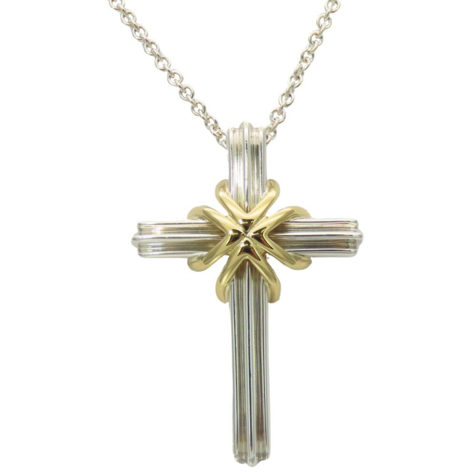 Pre-Owned Tiffany Necklace Signature Cross Silver 925 K18YG Approx