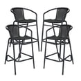 thumbnail image 2 of Flash Furniture 4 Pack Set of 4 Commercial Grade Black Rattan Indoor-Outdoor Restaurant Barstool, 2 of 16