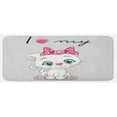 thumbnail image 1 of Kitten Kitchen Mat, Cartoon Domestic White Cat Pink Cheeks Fluffy I Love My Pet Themed Print, Plush Decorative Kitchen Mat with Non Slip Backing, 47" X 19", Grey White Pink, by Ambesonne, 1 of 1