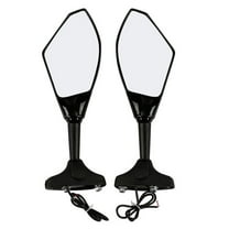 Raindrops 1 Pair Motorcycle Handlebar Reversing Mirror with Light Rearview Mirror Reflector Modification Accessories (Black)