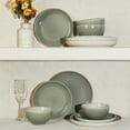 thumbnail image 3 of Pokini Stoneware Dinnerware Sets, Ceramic Plates and Bowls Sets, Microwaveable & Dishwasher Safe Dish Sets for 4, Kitchen Dinner Plates & Cereal Bowls, Gray Green, 3 of 9