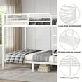 thumbnail image 3 of Miniyam Full over Full Metal Bunk Bed Frame with Dual Guardrails and Ladders, Quiet Heavy-Duty Steel, White, 3 of 7