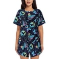thumbnail image 1 of Balery Blue Butterfly Conjunto de Pijama para Mujer con Estampado, Dos Piezas de Manga Corta y Shorts, Ropa de Dormir Suave con Cuello Redondo y Bolsillos-Small, 1 of 6