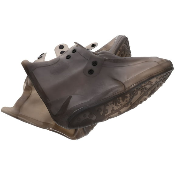 GOOHOCHY 1 Pair Rain Boot Covers for Shoes Black PVC Rubber for Outdoor Use 11In